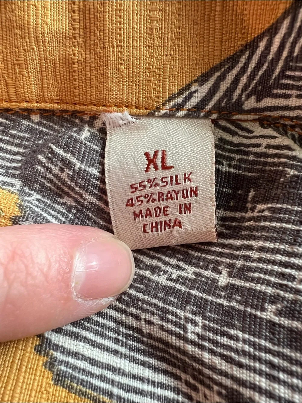 Caribbean Classic Mustard Leaf-Print Short Sleeve Shirt - Picture 5 of 5
